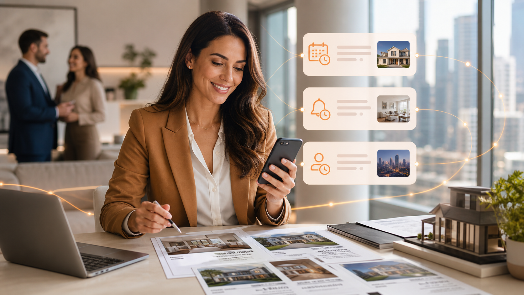 Real estate agent reviewing warm seller appointments and follow-up tasks